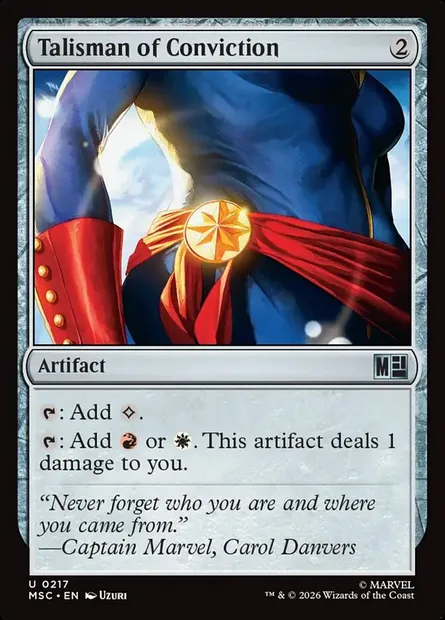 Talisman of Conviction, Magic card MSC 217 — Marvel Super Heroes Commander set