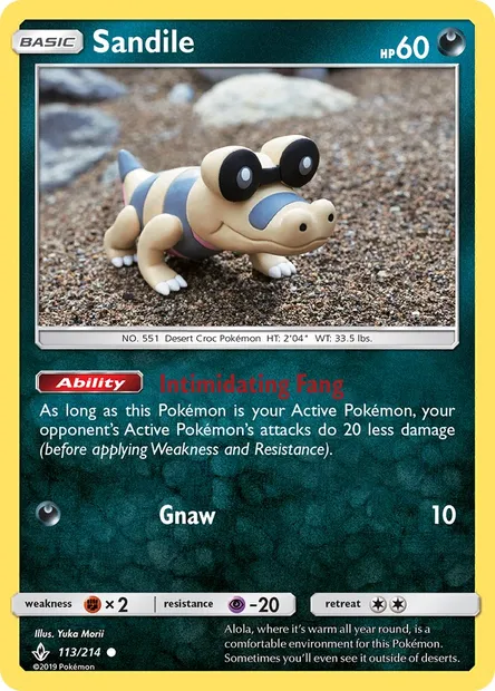Sandile, Pokémon card UNB 113 — Unbroken Bonds set
