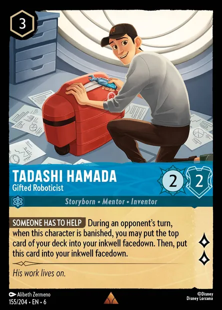 Tadashi Hamada - Gifted Roboticist, Disney Lorcana card CH6-155 — Azurite Sea set