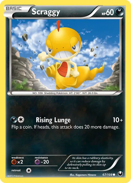 Scraggy, Pokémon card DEX 67 — Dark Explorers set
