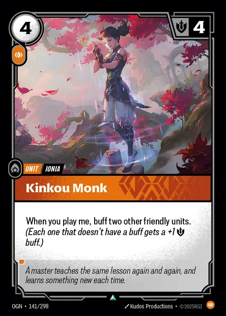Kinkou Monk, carte Riftbound OGN 141 — extension Origins