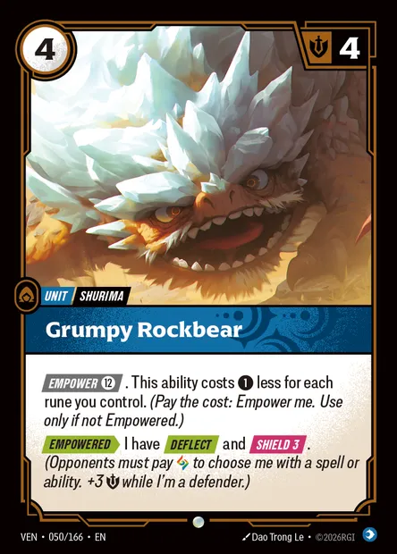 Grumpy Rockbear, Riftbound card VEN 050 — Vendetta set