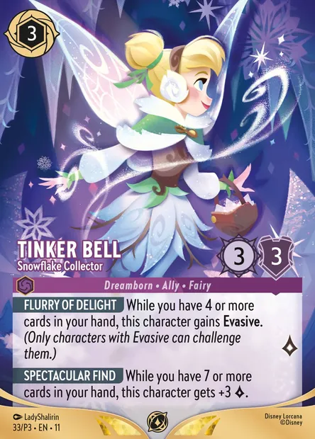 Tinker Bell - Snowflake Collector, Disney Lorcana card P3-033 — P3 set