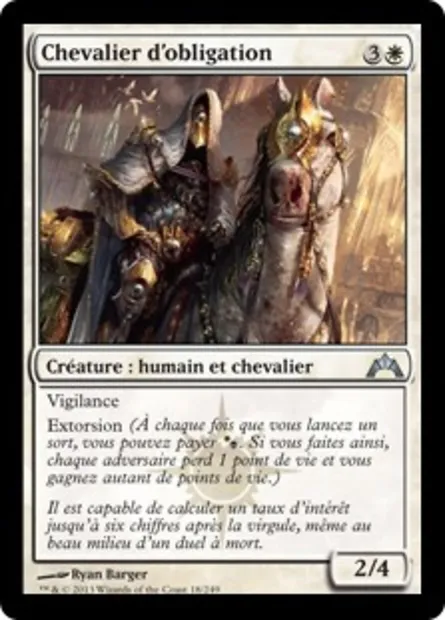 Chevalier d'obligation, carte Magic GTC 18 — extension Insurrection