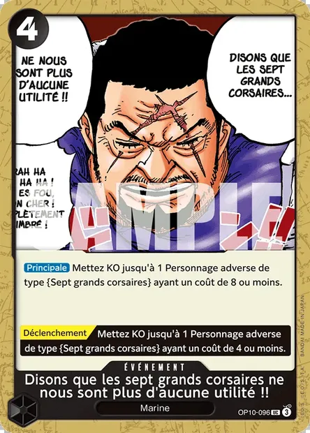 Disons que les sept grands corsaires ne nous sont plus d'aucune utilité !!, carte One Piece OP10-096 — extension SANG ROYAL