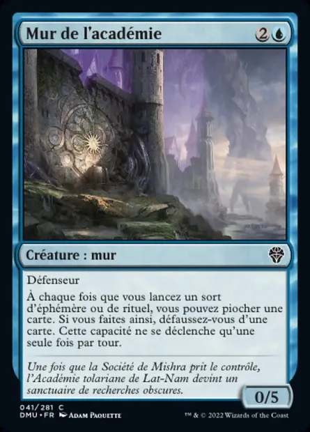 Mur de l'académie, carte Magic DMU 41 — extension Dominaria Uni