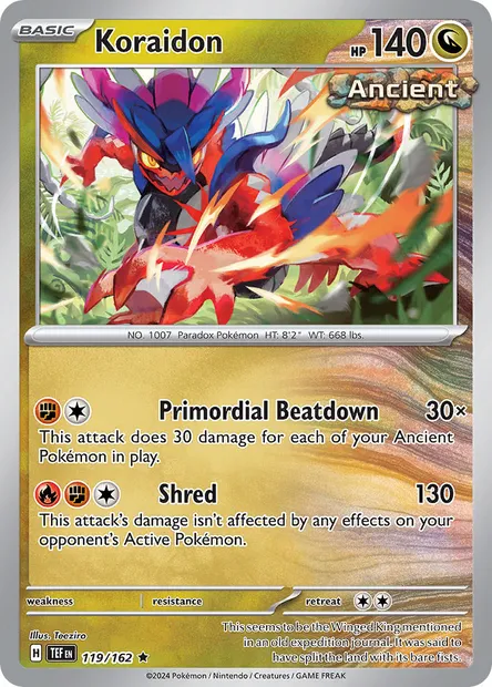 Koraidon, Pokémon card TEF 119 — Temporal Forces set