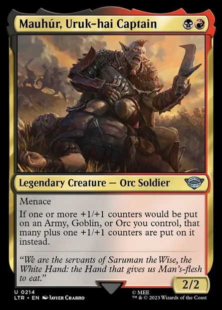Mauhúr, Uruk-hai Captain, Magic card LTR 214 — The Lord of the Rings: Tales of Middle-earth set