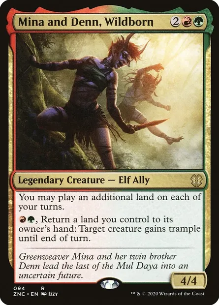 Mina and Denn, Wildborn, Magic card ZNC 94 — Zendikar Rising Commander set