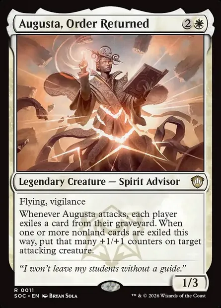 Augusta, Order Returned, Magic card SOC 11 — Secrets of Strixhaven Commander set