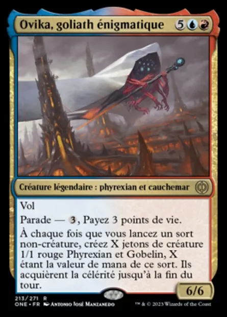 Ovika, goliath énigmatique, carte Magic ONE 213 — extension Tous Phyrexians