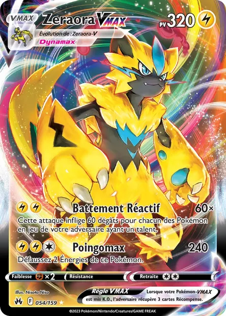 Zeraora VMAX, carte Pokémon CRZ 054 — extension Zénith Suprême
