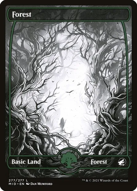 Forest, Magic card MID 277 — Innistrad: Midnight Hunt set