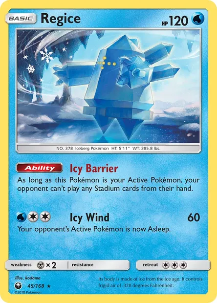 Regice, Pokémon card CES 45 — Celestial Storm set