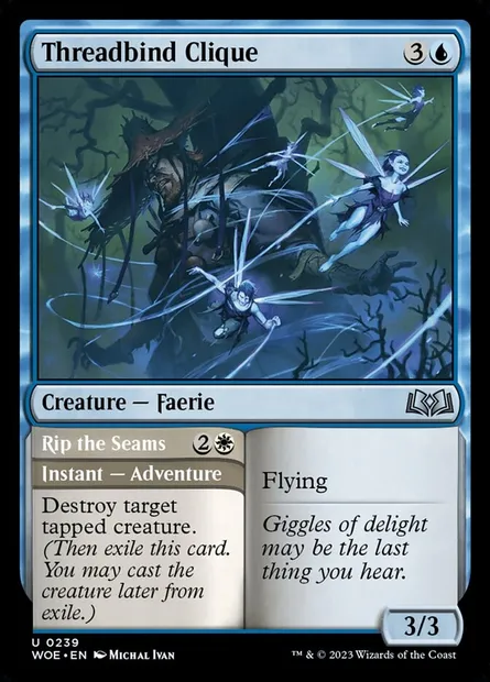 Threadbind Clique // Rip the Seams, Magic card WOE 239 — Wilds of Eldraine set