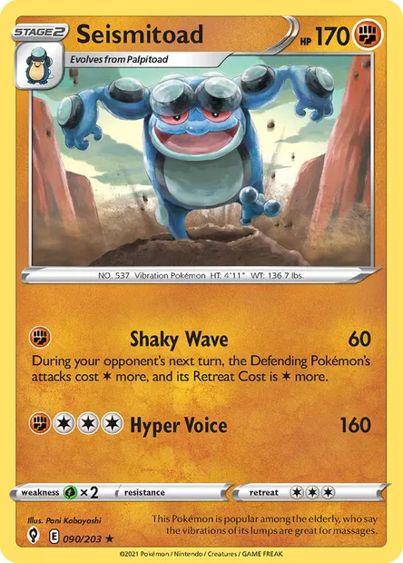 Seismitoad, Pokémon card EVS 90 — Evolving Skies set