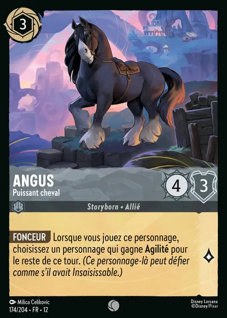 Angus - Puissant cheval, carte Disney Lorcana CH12-174 — extension Contrées Inconnues