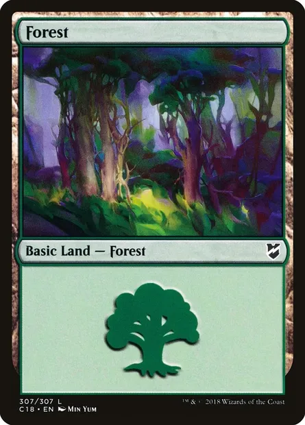 Forest, Magic card C18 307 — Commander 2018 set