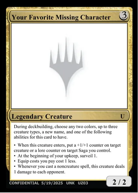 Your Favorite Missing Character, Magic card UNK UZ03 — Unknown Event set