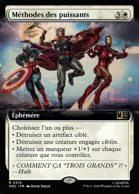 Méthodes des puissants, carte Magic MSC 315 — extension Marvel Super Heroes Commander