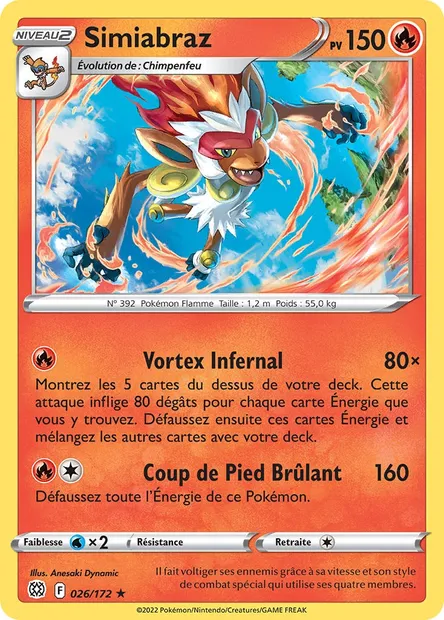 Simiabraz, carte Pokémon BRS 026 — extension Stars Étincelantes