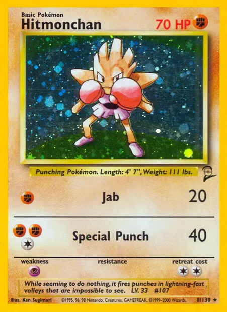 Hitmonchan, Pokémon card B2 8 — Base Set 2 set