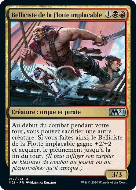 Belliciste de la Flotte implacable, carte Magic M21 217 — extension Core Set 2021