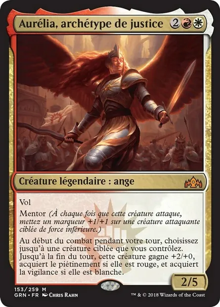 Aurélia, archétype de justice, carte Magic GRN 153 — extension Les Guildes de Ravnica