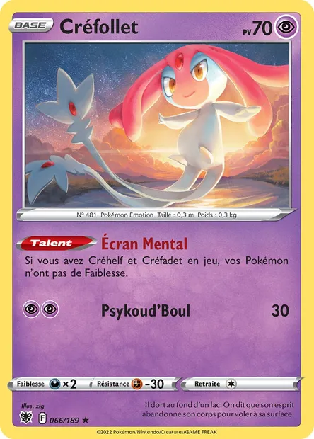 Créfollet, carte Pokémon ASR 066 — extension Astres Radieux
