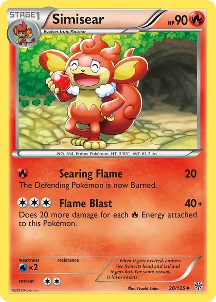 Simisear, Pokémon card PLS 20 — Plasma Storm set