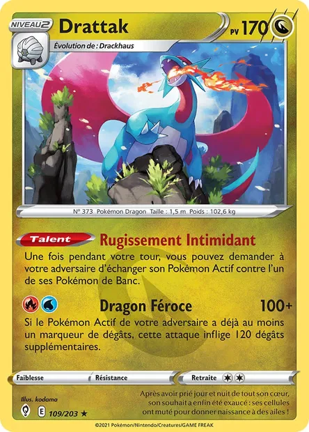 Drattak, carte Pokémon EVS 109 — extension Évolution Céleste