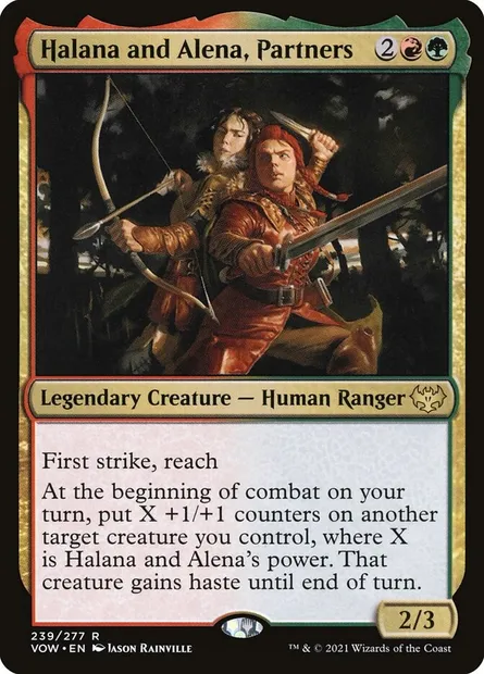 Halana and Alena, Partners, Magic card VOW 239 — Innistrad: Crimson Vow set