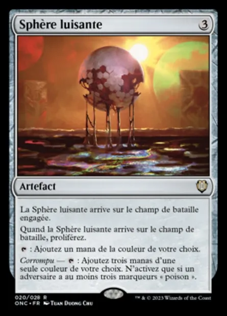 Sphère luisante, carte Magic ONC 20 — extension Phyrexia: All Will Be One Commander