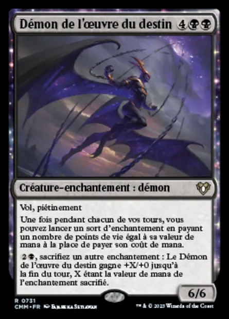 Démon de l'œuvre du destin, carte Magic CMM 731 — extension Commander Masters