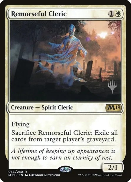 Remorseful Cleric, Magic card PM19 33p — Core Set 2019 Promos set