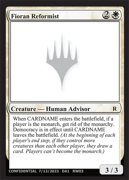 Fioran Reformist, carte Magic UNK RW03b — extension Unknown Event