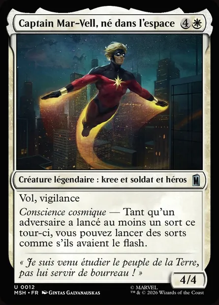 Captain Mar-Vell, né dans l'espace, carte Magic MSH 12 — extension Marvel Super Heroes