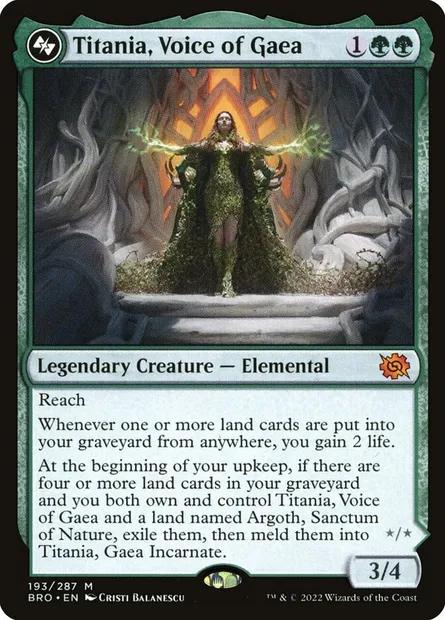 Titania, Voice of Gaea, Magic card BRO 193 — The Brothers' War set