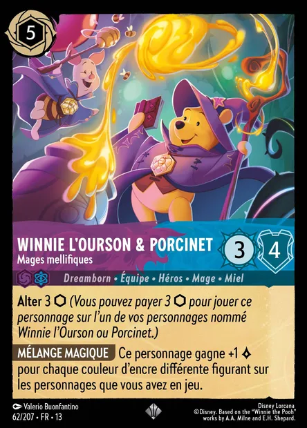 Winnie l'Ourson & Porcinet - Mages mellifiques, carte Disney Lorcana CH13-062 — extension Invasion Epineuse!