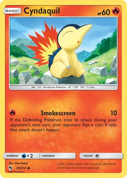 Cyndaquil, Pokémon card LOT 39 — Lost Thunder set