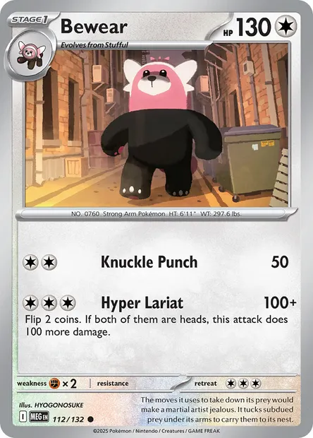 Bewear, Pokémon card MEG 112 — Mega Evolution set