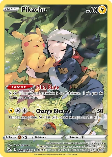 Pikachu, carte Pokémon LOR TG05 — extension Origine Perdue