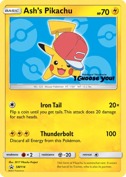 Pikachu de Sacha, carte Pokémon SM 114 — extension Promo SM