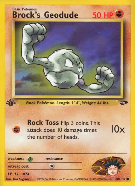 Brock's Geodude, carte Pokémon GC 68 — extension Gym Challenge