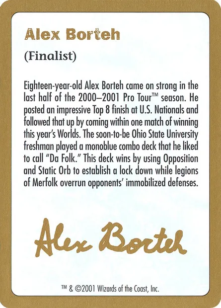 Alex Borteh Bio, carte Magic WC01 ab0a — extension World Championship Decks 2001