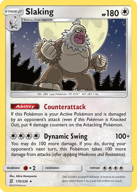 Slaking, Pokémon card UNM 170 — Unified Minds set