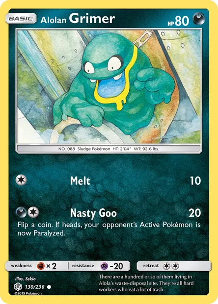 Alolan Grimer, Pokémon card CEC 130 — Cosmic Eclipse set