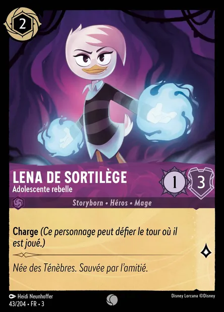 Lena de Sortilège - Adolescente rebelle, carte Disney Lorcana CH3-043 — extension Les Terres d'Encres