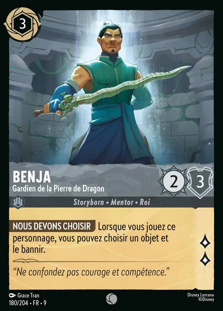 Benja - Gardien de la Pierre de Dragon, carte Disney Lorcana CH9-180 — extension Fabuleux