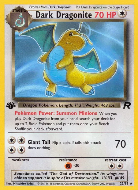 Dark Dragonite, Pokémon card TR 22 — Team Rocket set